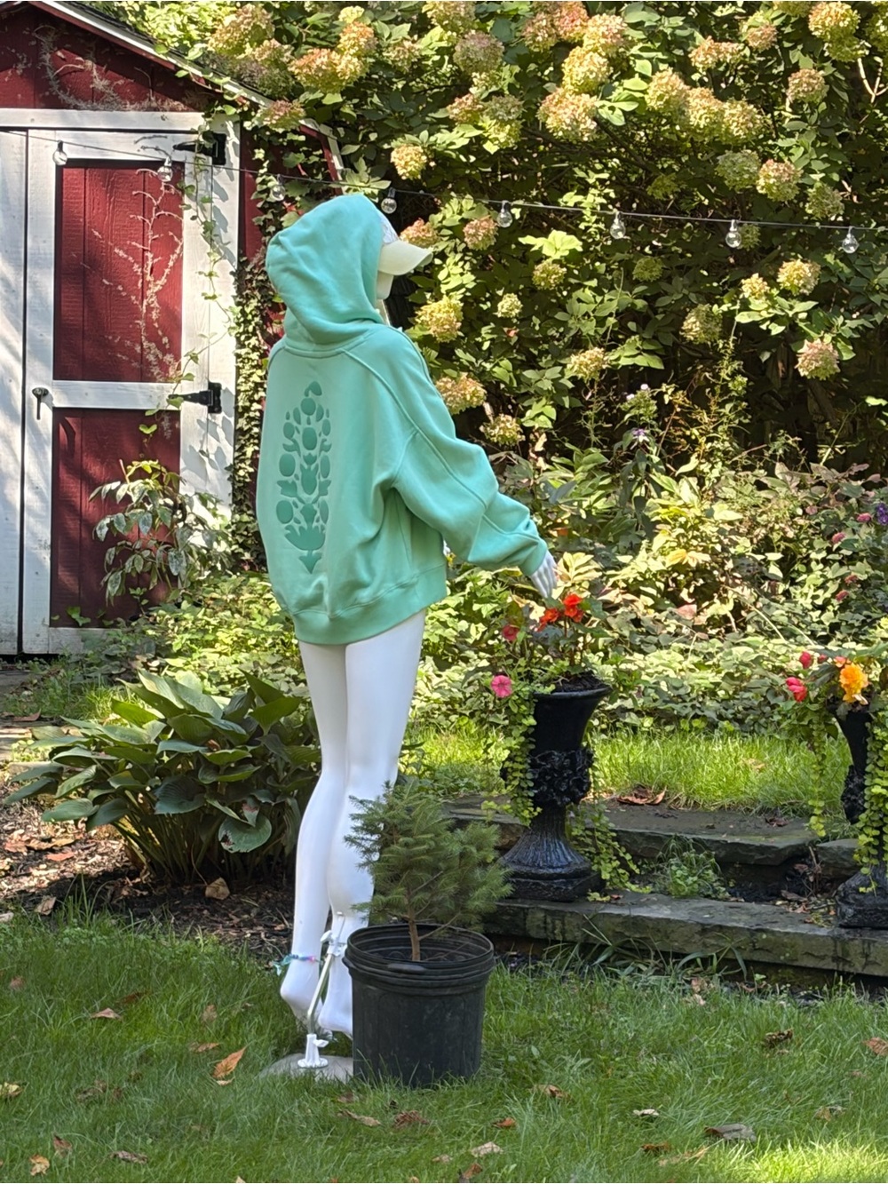 FP MOVEMENT A CUT ABOVE FLOCKED BUTI LOGO HOODIE in Turquoise